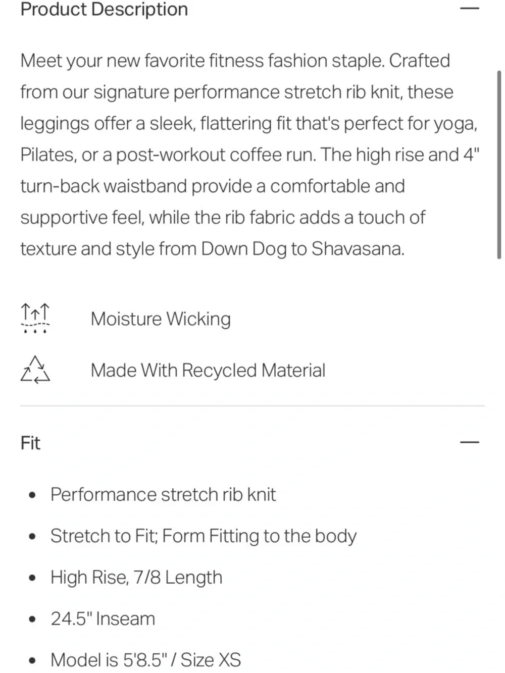 Vuori Inversion Rib Legging in Java - Picture 5 of 6